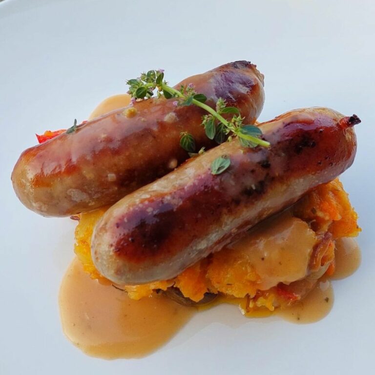 Pork and Fennel Sausages With Herb Roasted Root Vegetables