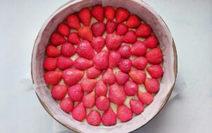 Strawberries Covering The Cake Tin Bottom