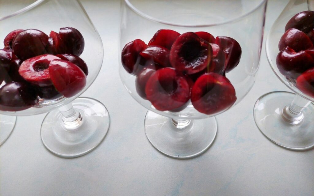 Halved Fresh Cherries