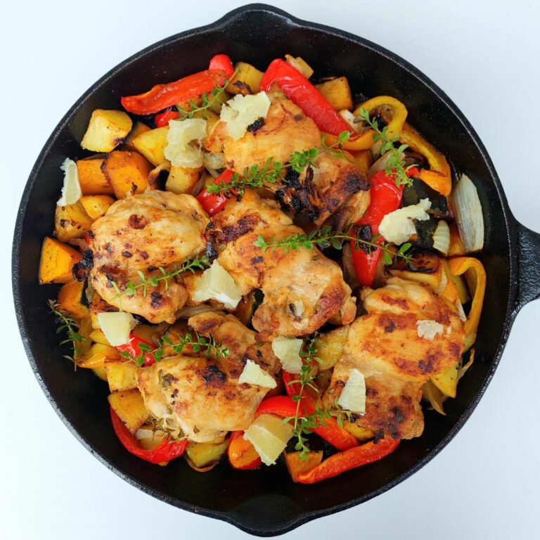Lemon Thyme Chicken Thighs With Roasted Vegetables