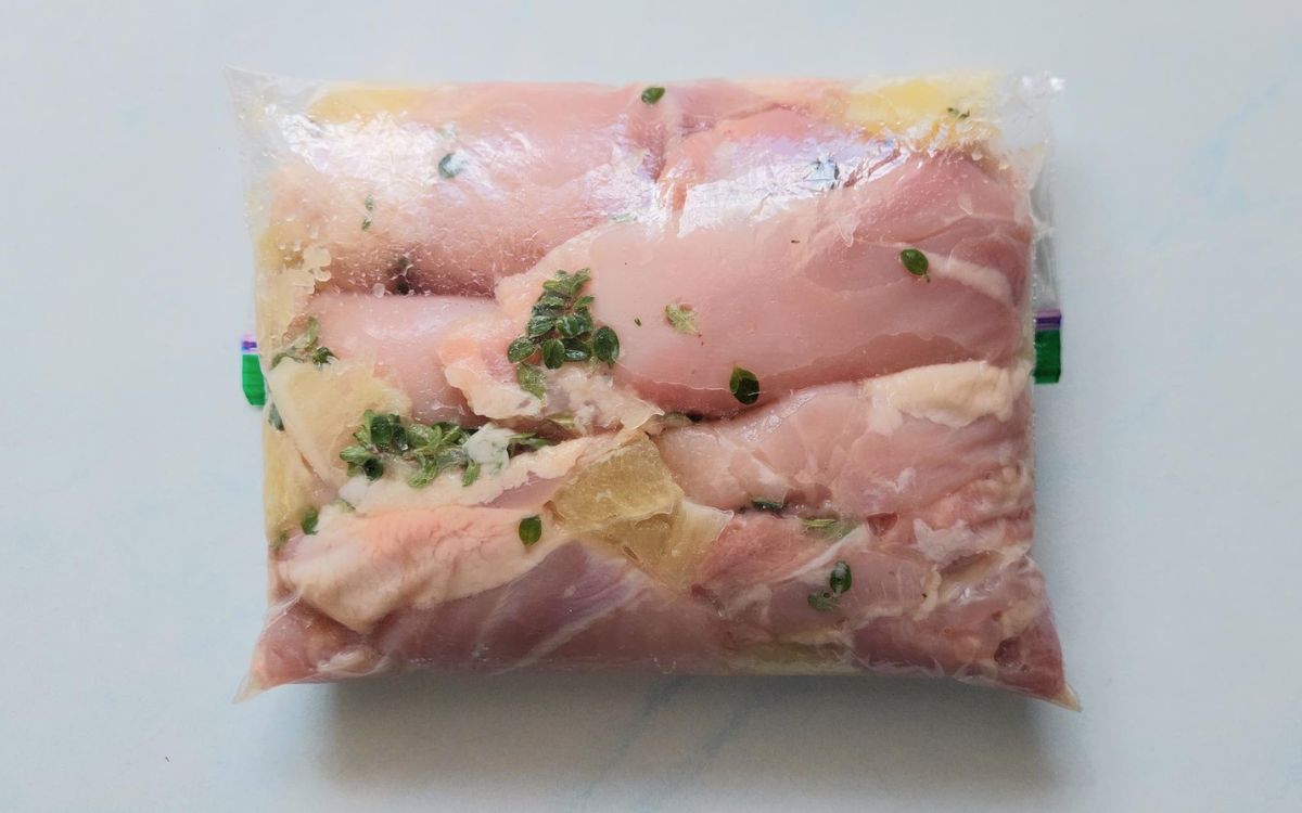 Marinating Lemon and Thyme Chicken Thighs